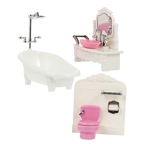 WESIEVYA Miniatur Badezimmer Set Mit Waschbecken Toilette Und Badewanne Puppenhaus Zubehör Für Zufällige Farben Mini öbel Für Kreative Spielwelten von WESIEVYA