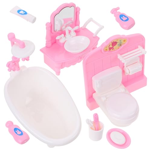 WESIEVYA Miniatur Badezimmermöbel Set Für Puppenhaus Badewanne Toilette Und Zubehör Puppenhaus Badezimmer Dekoration Hochwertige Miniatur öbel Für Kreative Spielwelten von WESIEVYA