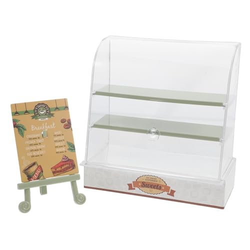 WESIEVYA Miniatur Kuchenschrank Mini Schrank Miniaturmöbel Mini Display Dessertschrank Puppenhaus Zubehör Mini Küchendekoration Mini Zubehör Miniatur Kuchen Dessertschrank von WESIEVYA