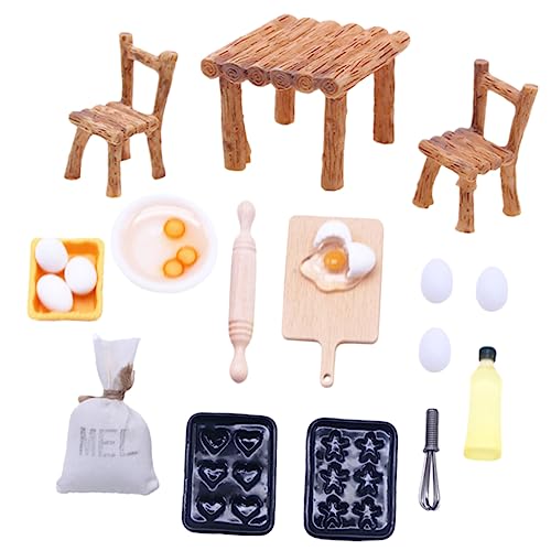 WESIEVYA Miniatur Möbelverzierungen Aus Holz 1 Satz Mit Miniatur Stühlen Und Lebensmittelmodellen Für Puppenhäuser Kreative Deko Für Kinderzimmer Und Spielzeug Szenen von WESIEVYA