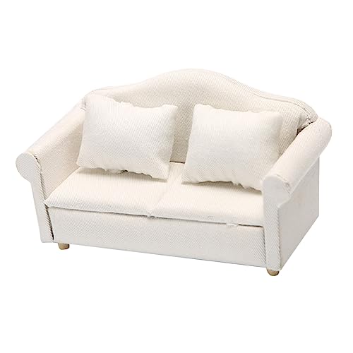 WESIEVYA Miniatur Sofa Modell Für Puppenhaus Mini Couch Mit Kissen Puppenhaus öbel 1/12 Ideales Zubehör Für Puppen Und Meerjungfrau Puppen Holzoptik Perfektes Spielzeug Für Kreative von WESIEVYA