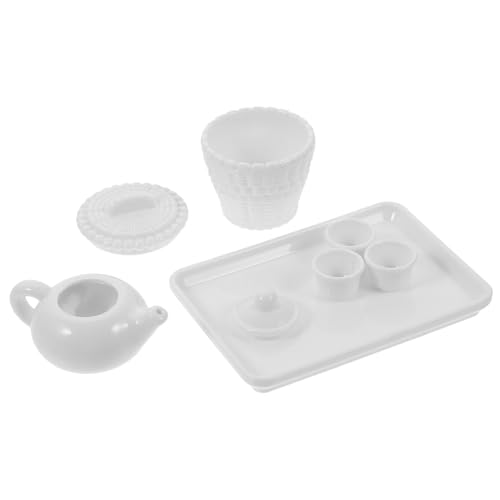 WESIEVYA Miniatur Tee Set Für Puppenhaus 1 Set Mit Und Mini Tassen Japanisches Gongfu Tee Zubehör Für Puppenhaus Miniaturen Weiße Und Tassen von WESIEVYA