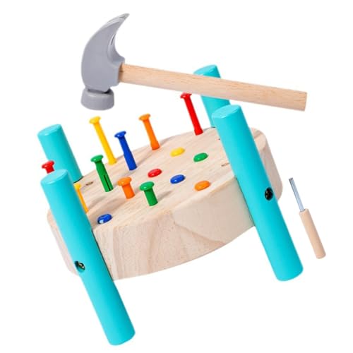 WESIEVYA Holzwerkbank Pädagogisches Hammer Für 1 Set Schlagplattform Mit Hammer Montessori Entwicklungs Für Kleinkinder Lernspielzeug Für Kreative Aktivitäten Babyspielzeug von WESIEVYA