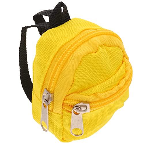 WESIEVYA Puppenrucksack Mini-Schultasche Für Puppen Robuster Miniatur-Rucksack Spielzeug Für Puppenkostüme Gelber Mini-puppenornament-Rucksack von WESIEVYA