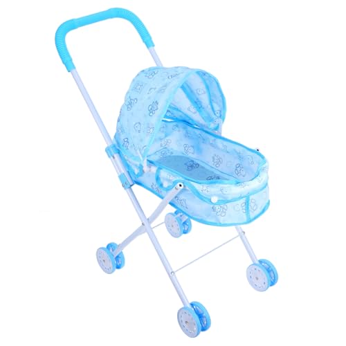 WESIEVYA Puppenwagen Kinderwagen Mini-Aufbewahrungswagen Puppenhauswagen Puppenzubehörwagen Zubehör für Babypuppen Spielhauszubehör Spielzeug-Babyzubehör für Puppen Puppensachen Eisen von WESIEVYA