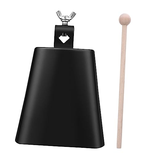 WESIEVYA Schwarze Kuhglocke Sound die Schule de Rhythm schulm Percussion Instrumente Cowbell Kinderinstrument Schulglocken läuten Schlagzeug-Kuhglocke Musikalische Kuhglocke Metall Black von WESIEVYA