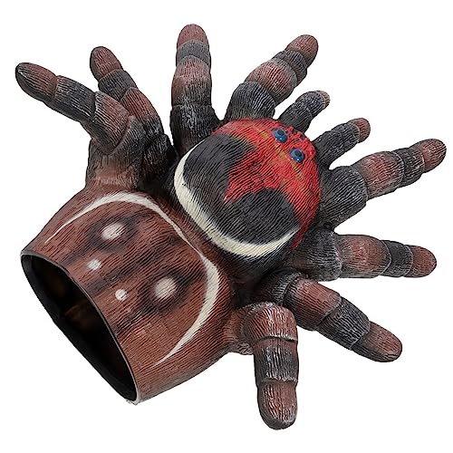 WESIEVYA Tier Handpuppe Spinne Handpuppe Halloween-Spielzeug Fingerpuppenspielzeug Tierhandschuhpuppe Halloween-streichspielzeug Gruselige Puppen Umweltfreundliches Kunststoff-PVC Coffee von WESIEVYA