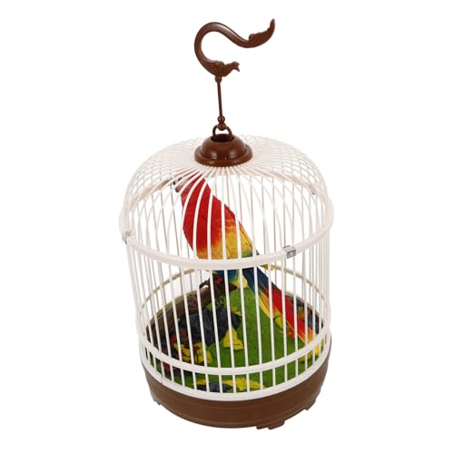 WESIEVYA Vogelkäfig-Spielzeug Vogel Im Käfigspielzeug Zwitschernder Vogel in Einem Käfig Vogelspielzeug Für Kinder Kleiner Vogelkäfig Akustisch Interaktiver Vogelkäfig Plastik Rot von WESIEVYA