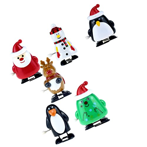 WESIEVYA Weihnachts Uhrwerk Spielzeug Set Aufziehspielzeug Mit Weihnachtsmann Schneemann Weihnachtsbaum Dicker Pinguin Elch Und Dünner Pinguin Lustige Figuren von WESIEVYA