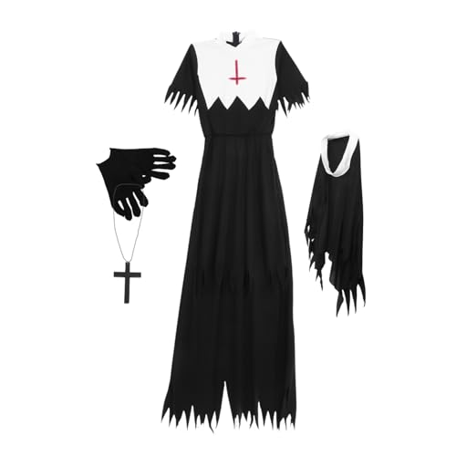 WESIEVYA Vampir Kleidung Carnival Costume for Women Zombie Halloween Kostü Set Gruselige Für Erwachsene Cosplay Requisiten Dekoration Für Halloween Größe l Schwarze von WESIEVYA