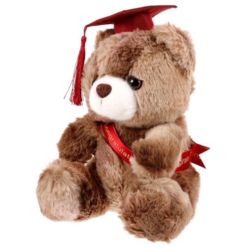 WESIEVYA üsch Bär Mit Doktorhut Niedliches Stofftier Als Abschlussgeschenk Kuscheltier Für Graduierung Kleiner Teddybär Tiefbrauner Farbe Mit Satin Schleife Perfektes Für von WESIEVYA