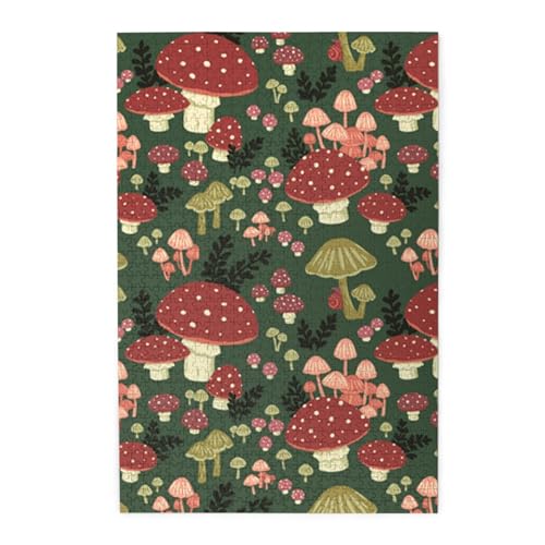 Bright Mushrooms Art Buntes Holzpuzzle – herausforderndes Bilder-Puzzle-Spiel für Erwachsene und Puzzle-Enthusiasten – 1000-teiliges interaktives Puzzle von WESTCH