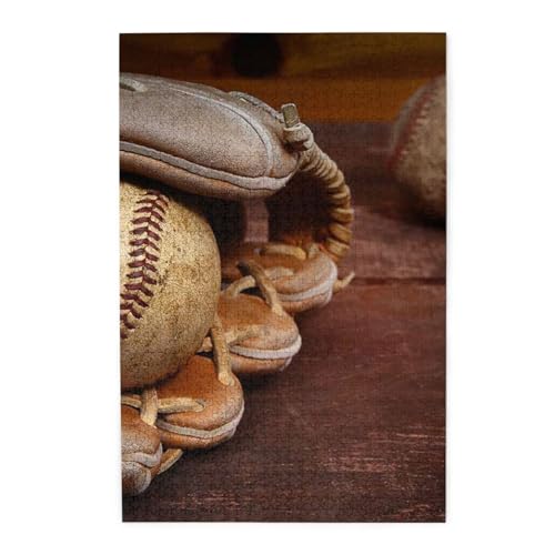 Buntes Baseball-Puzzle aus Holz – herausforderndes Bilder-Puzzle-Spiel für Erwachsene und Puzzle-Enthusiasten – 1000-teiliges interaktives Puzzle von WESTCH