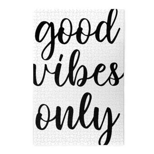 Good Vibes Only Buntes Holzpuzzle – herausforderndes Bilder-Puzzle-Spiel für Erwachsene und Puzzle-Enthusiasten – 1000-teiliges interaktives Puzzle von WESTCH