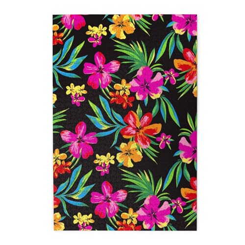 Hawaiianische Blume, buntes Holzpuzzle – herausforderndes Bilder-Puzzle-Spiel für Erwachsene und Puzzle-Enthusiasten – 1000-teiliges interaktives Puzzle von WESTCH