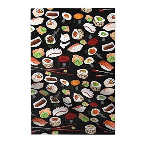 Japanisches Sushi-Puzzle aus schwarzem buntem Holz – herausforderndes Bilder-Puzzle-Spiel für Erwachsene und Puzzle-Enthusiasten – 1000-teiliges interaktives Puzzle von WESTCH