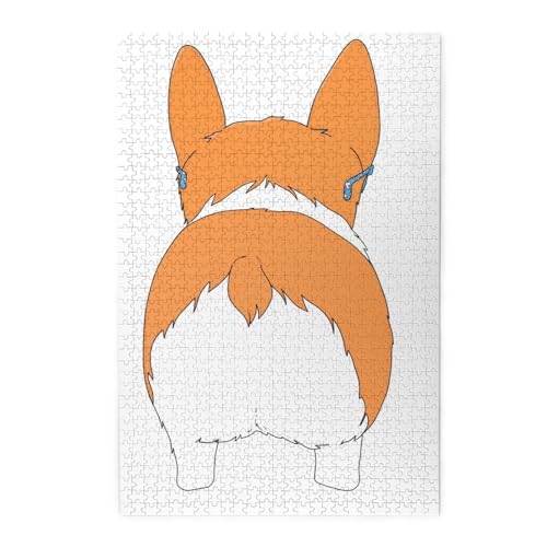 Lustiges Corgi Butt braunes buntes Holzpuzzle – herausforderndes Bilderpuzzle-Spiel für Erwachsene und Puzzle-Enthusiasten – 1000 Teile interaktives Puzzle von WESTCH