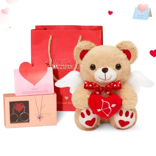 WEWILL Süßer Valentinstag Teddybär mit Herz, 30,5 cm, Rot und Beige von WEWILL