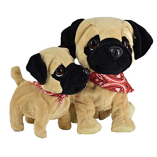 WEofferwhatYOUwant Mops Duo - Interaktiver Plüsch-Roboterhund mit Welpe für Kinder ab 18 Monate von WEofferwhatYOUwant