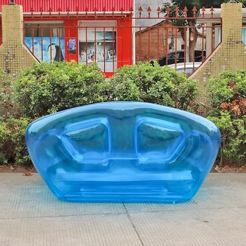 WFXXZL Aufblasbares transparentes Doppelsofa Stuhl Portable Camping Hofsofa Aufblasbare Terrassenmöbel Folding Lazy Sofa for Indoor Outdoor Party, Strand, Wandern, Yard(Blue) von WFXXZL