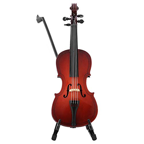 WGFOIP 5,5 Zoll Miniatur-Cello aus Holz mit Ständer, Mini-Musikinstrument, Miniatur-Puppenhausmodell für Heimdekoration von WGFOIP