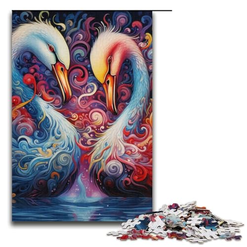 1000-teiliges Farbschwanen-Puzzle für Erwachsene, EIN Kunstwerk für Teenager ab 14 Jahren, 14,96 x 10,24 Zoll von WGLINGX