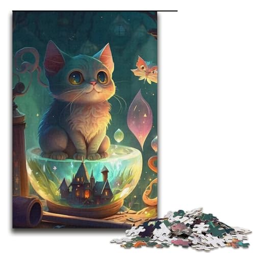 1000-teiliges Katzenpuzzle für Erwachsene, EIN Kunstwerk für Teenager ab 14 Jahren, 38,1 x 26,9 cm von WGLINGX