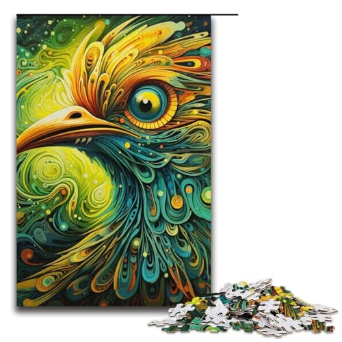 Puzzle für Erwachsene, 1000 Teile, grüner Vogel, Heimdekoration, Puzzle, Spielzeug, (Größe 38 x 26 cm) von WGLINGX