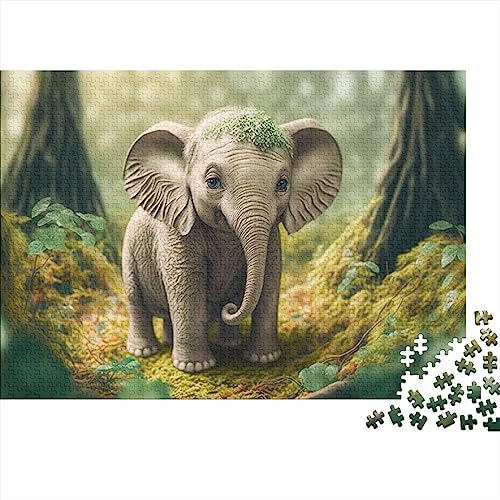 Elefanten, 1000 Teile, Puzzle für Erwachsene, Wildtier-Puzzlespiel, Spielzeug, 1000 Teile, Gelegenheitspuzzlespiele, 1000 Teile (75 x 50 cm) von WGUST