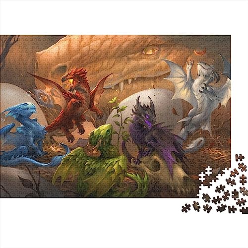 Puzzles für Erwachsene, 1000 Teile, Puzzle für Erwachsene, 1000 Teile, Puzzle 1000 Teile, Baby-Drachen, süße süße Tiere, herausforderndes Spielspielzeug, 1000 Teile (75 x 50 cm) von WGUST