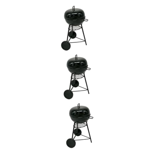 3st Mini-Grill Figur Miniatur Zubehör Kleiner Grill Spielzeug Tragbar Brotmacher Grillverzierung Aus Metall Camping-Layout-stütze Black WHAMVOX von WHAMVOX