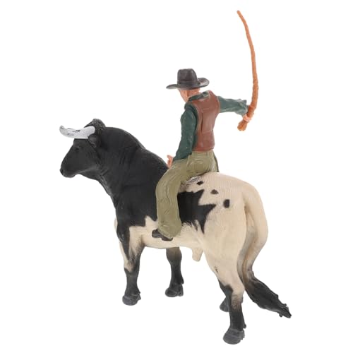 WHAMVOX 1 Satz Cowboy-Modell Dekorative Stierstatue Simulierte Stierstatue Spanische Stierstatue Stier-Statue Ochsen-Kuh-Figuren Bullenmodell Bullenreiter Bullenhandwerk Stier-dekor Harz von WHAMVOX