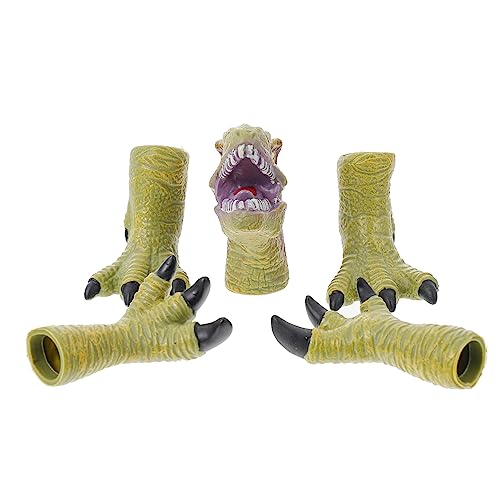 WHAMVOX 1 Satz Dinosaurier-fingerpuppe Finger-handpuppe Dinosaurier-handpuppen Fingerspielzeug Handpuppenspiel Für Kinder Realistisches Spielzeug Bade Fingerpuppen Kinderpuppe Green Vinyl von WHAMVOX