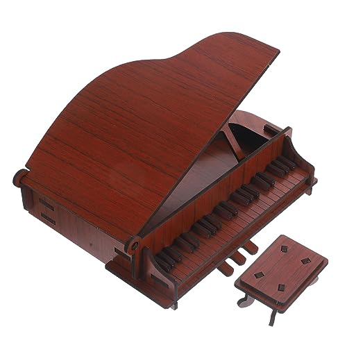 WHAMVOX 1 Satz Dreidimensionales Puzzle 3D-Puzzle Klavier Spielzeug Miniaturmodell Eines Musikinstruments Spielzeug Zusammenbauen Klaviermodell Selber Bauen Puppenhaus-Zeug Rot Holz von WHAMVOX