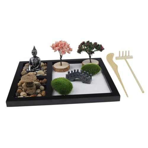 WHAMVOX 1 Satz Schreibtischschmuck Hausdekorationen für zu Hause Zen-Garten-Set Buddha Bild meditieren Heimdekoration Bürodekoration Garten sandkasten Schreibtisch Sandkasten-Dekor MDF von WHAMVOX