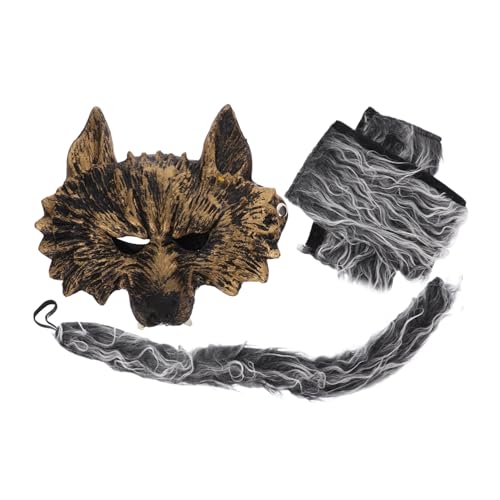 WHAMVOX 1 Satz Werwolf-anzug Fuchsmaske Wolfshandschuhe Fuchskostüm Wolfsschwanz Zubehör Für Tierkostüme Wolf-cosplay-kostüm Wolf-cosplay- Therische Maske Cosplay-maske Samt von WHAMVOX