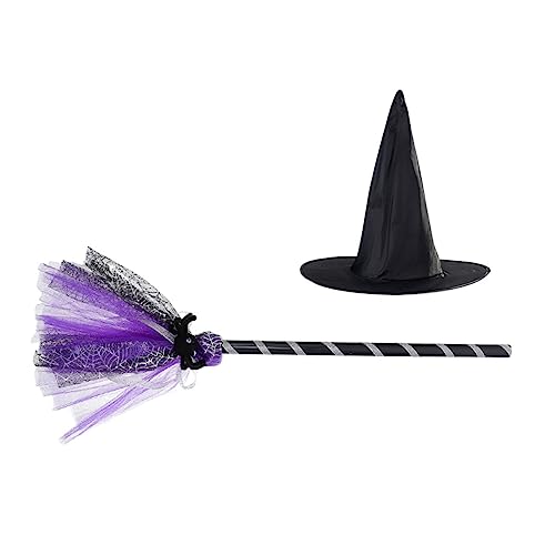 WHAMVOX 1 Satz Zauberhut Besen Zubehör für Partykostüme Outfit für Mädchen Halloween-Hüte Halloween Dekoration Halloween-Dekoration dekorative Hutbesenstütze Zaubererkappen Plastik Violett von WHAMVOX