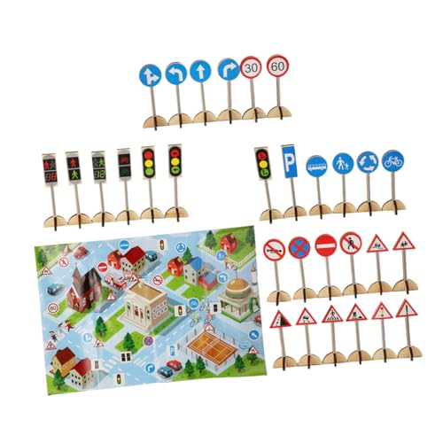 WHAMVOX 1 Set Hölzerne Verkehrszeichen Spielzeuge Für Kinder Kognitives Lernspielzeug Für Den Kindergarten Simulation Von Verkehrszeichen Zur Der Frühen Entwicklung Und von WHAMVOX