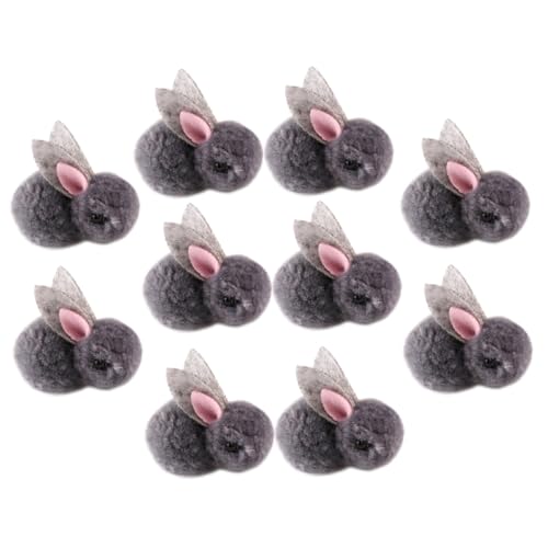 WHAMVOX 10St Plüsch Häschen shöne bescherung Bunny plüschhasen ziernieten muttagsgeschenk Kaninchen Osterhase Mini Kinderspielzeug Bekleidungszubehör DIY Kleidungsverzierung Hut-Dekor Grey von WHAMVOX