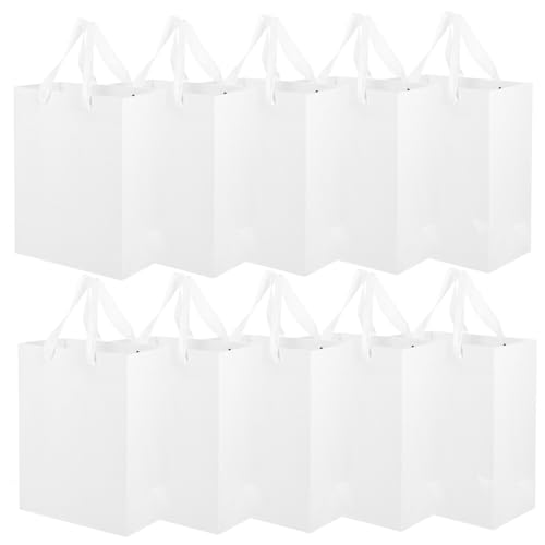 WHAMVOX 10st Handtasche Krafttüten Einkaufstaschen Partygeschenktüten Geburtstag Taschen Behandeln Taschen Mit Griffen Bonbontüten Wickeltaschen Präsentieren Einkaufstüten Papier Weiß von WHAMVOX