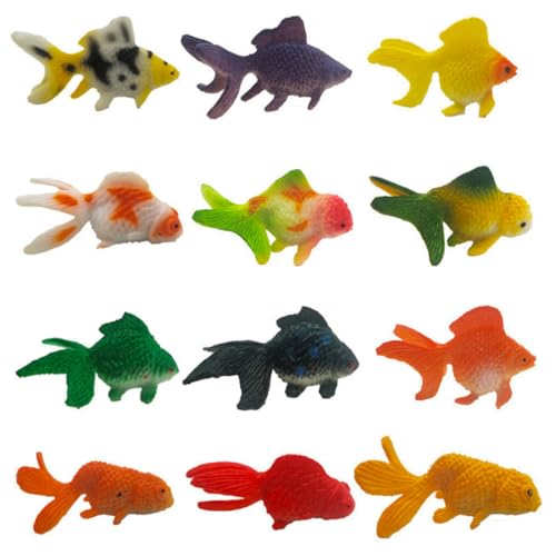 WHAMVOX 12 Stück Teiliges PVC Goldfisch Modell Realistische Miniatur Fischfigur Leicht Langlebig Pädagogisches Lernspielzeug für Aquarium Deko Zufällige Farb Stilvariation WHAMVOX 12 Stück Teiliges PVC Goldfisch Modell Realistische Miniatur Fischfigur Leicht Langlebig Pädagogisches Lernspielzeug für Aquarium Deko Zufällige Farb Stilvariation von WHAMVOX