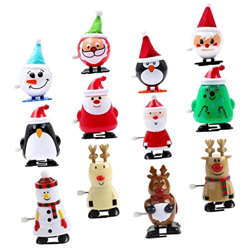 WHAMVOX 12 Stück Weihnachts Aufziehspielzeug Set Mini Weihnachtsmann Figuren Mechanische Spielzeuge Für Festliche Weihnachtsdekoration Ideal Für Fenster Und Tischdeko Geschenkidee von WHAMVOX