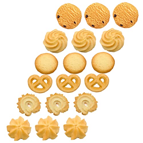 WHAMVOX 18 STK Keks-Modell Essensmodell Spielen Künstlich Miniatur Lebensechtes Lebensmittelspielzeug Cookie-Modelle Gefälschte Cracker Spielzeuge Gefälschte Cupcakes Gefälschte Kekse PVC von WHAMVOX