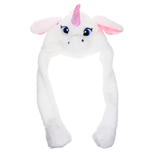 WHAMVOX 1Stk -Kappe Einhorn-Cosplay-Zubehör Tiermütze Plüschmütze tierkostüme weihnachten party Stirnband Tiere Plüsch-Einhorn-Hut lustiger Partyhut Künstliches Kaninchenfell Weiß von WHAMVOX