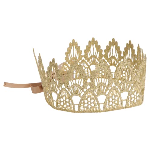 WHAMVOX 1stk Geburtstagskrone Party Hochzeitskrone Geburtstag Krone Verzierung Hochzeits-requisiten Stirnband Zum 1. Geburtstag Strass-kopfschmuck Tiara-stirnband Goldrand Spitze Golden von WHAMVOX