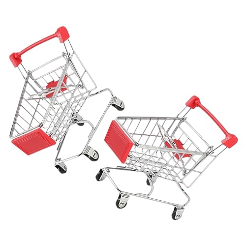 WHAMVOX 2 Stück Mini Einkaufswagen Schreibtisch Kleiner Einkaufswagen Kleiner Einkaufswagen Spielzeug Supermarktwagen Spielzeug Miniatur Einkaufswagen Supermarkt Handwagen von WHAMVOX