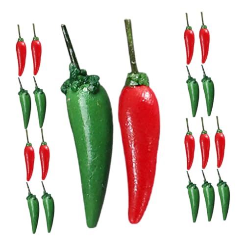 WHAMVOX 20 Stück Mini Chili Modell Gemüse Paprika Chiltepin Pfeffer Herbstdekoration Für Küchensimulationsdekorationen Gefälschte Grüne Paprika Mini Gemüsegarten Puppenhaus Chili von WHAMVOX