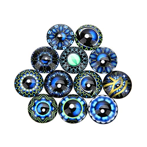 WHAMVOX 20St Schmuckaufnäher Scrapbooking Augenzeit gem DIY Glasflicken runder Cabochon aus Glas Flecken Schmuckmaterial selber Machen Edelsteine ​​Glasaufkleber Blue von WHAMVOX