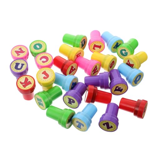 WHAMVOX 26St Kinderstempel Kinder Stempel kiddostempel Kinder Briefmarken für Kinderpartys Alphabetstempel für Kinder selbstfärbende 26-Buchstaben-Stempel bunter Stempel Plastik von WHAMVOX