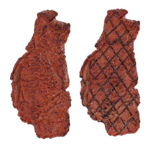 WHAMVOX 2St Food-Modell Steakspielzeug gefälschte Steak-Requisiten künstliches Steak-Modell Spielzeug für Kinder kinderspielzeug Fotografie Steakmodell Gekochtes Steak-Modell Plastik Brown von WHAMVOX